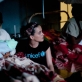 Katy Perry sits with two mothers who have just given birth in the Ampasina Maningory Health Centre. Kate Holt.