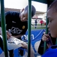 Fraizer Campbell, from Manchester United signs autographs after a training session. Kate Holt.