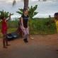 Katy Perry joins young girls jumping rope on a visit to a primary school that has been rebuilt by UNICEF. Kate Holt.